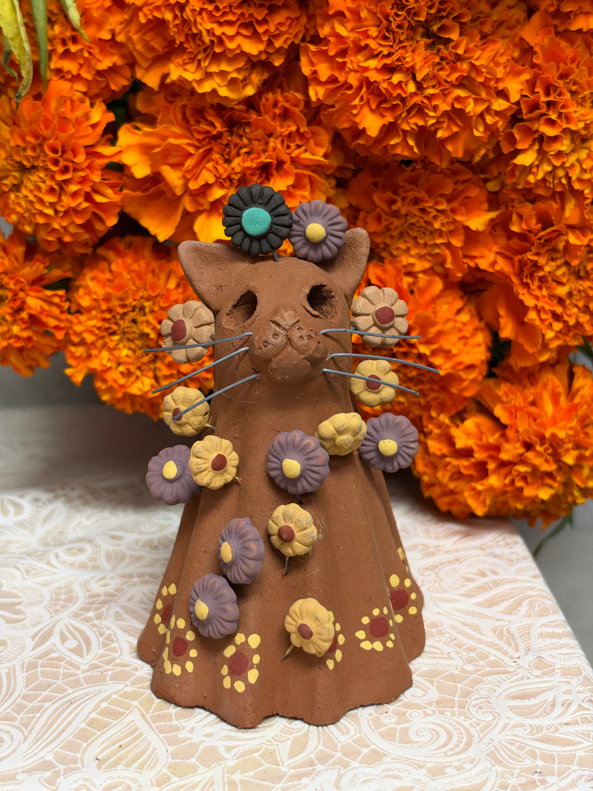 Gatito de Barro Floral 🦋