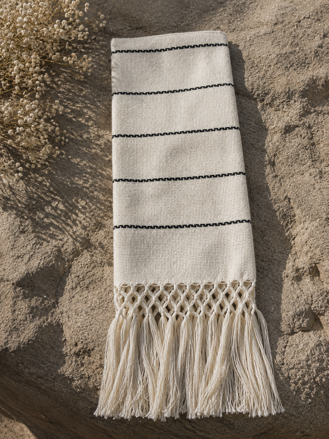 Natural with Black Striped Accents Napkin