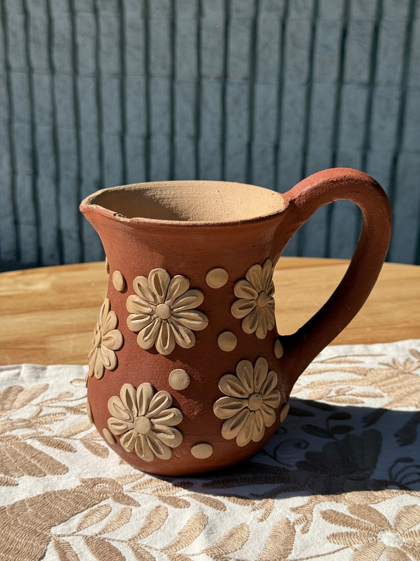 Decorative Floral Clay Pitcher LAST ACT