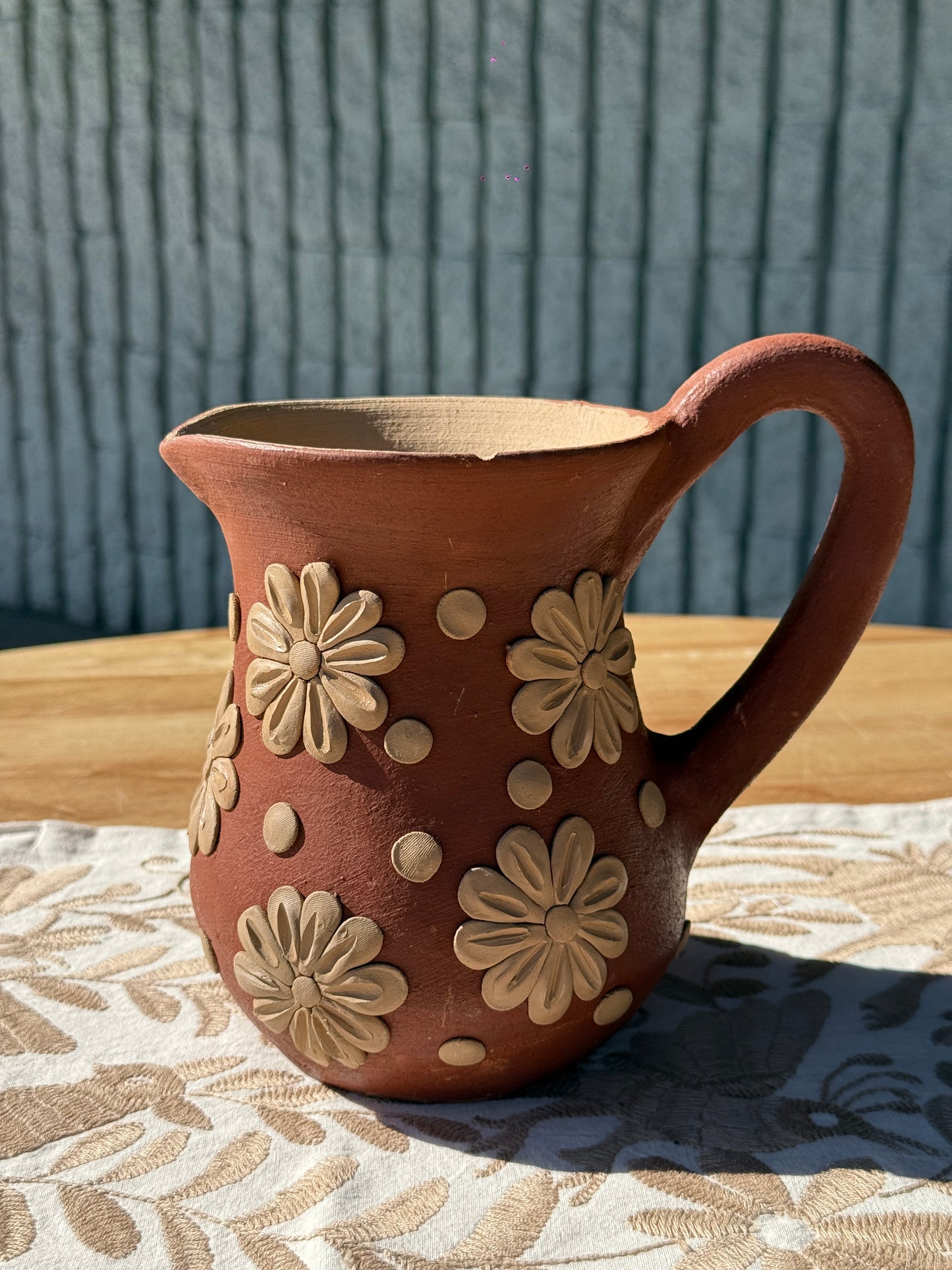 Decorative Floral Clay Pitcher LAST ACT