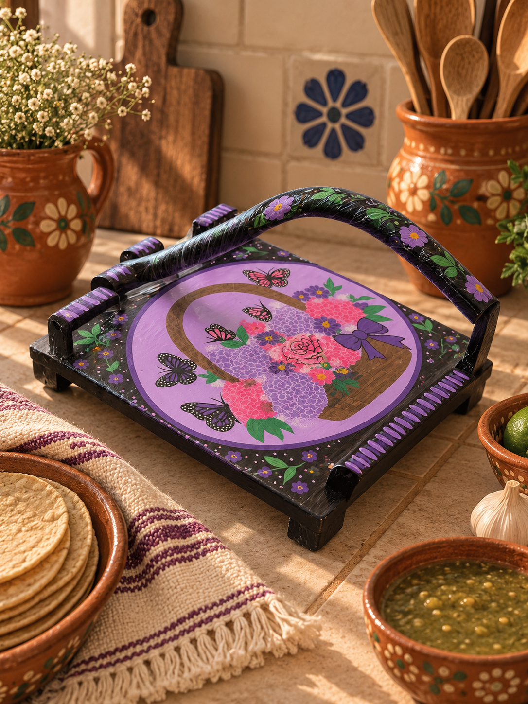 Floral Tortilla Press 20 CM
