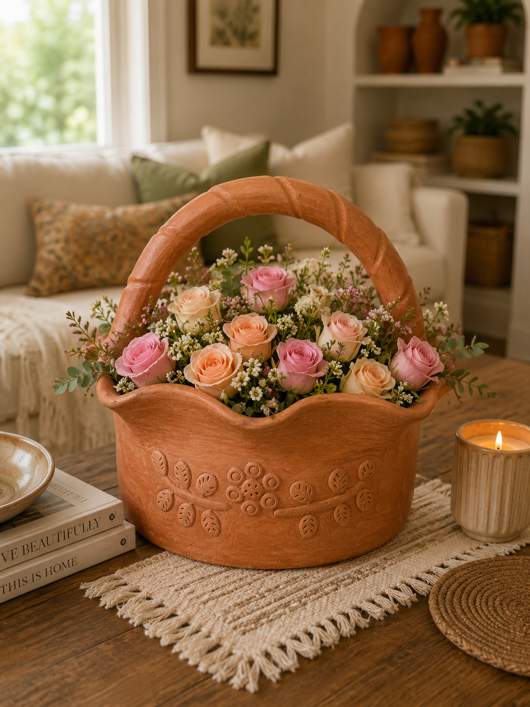 Large Basket / Canasta bordada