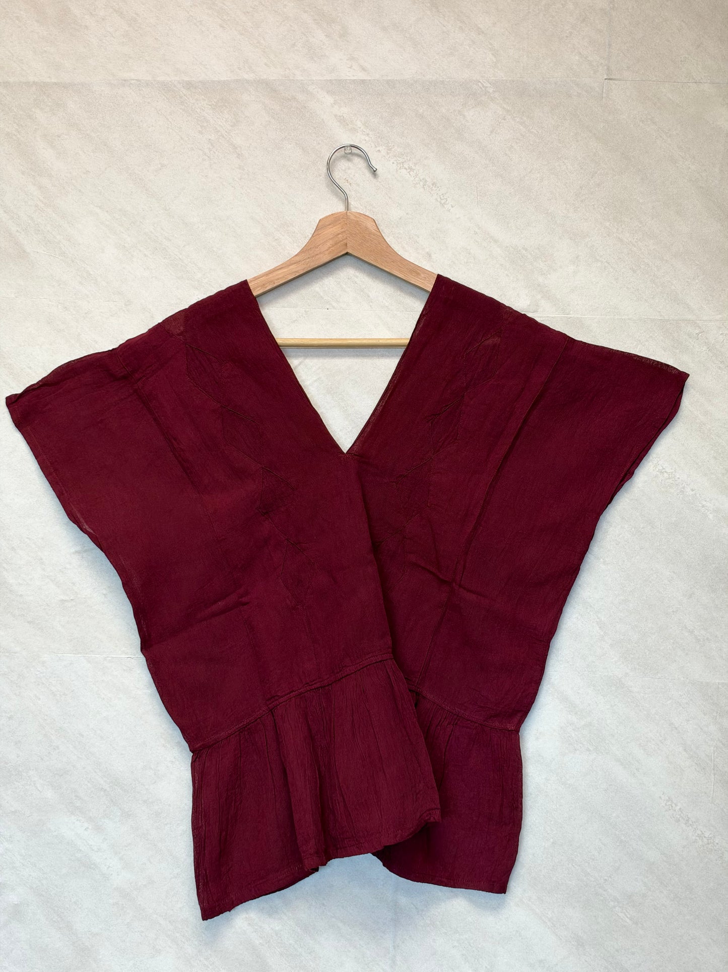 Burgundy/Wine Blouse with Ruffles (Medium)
