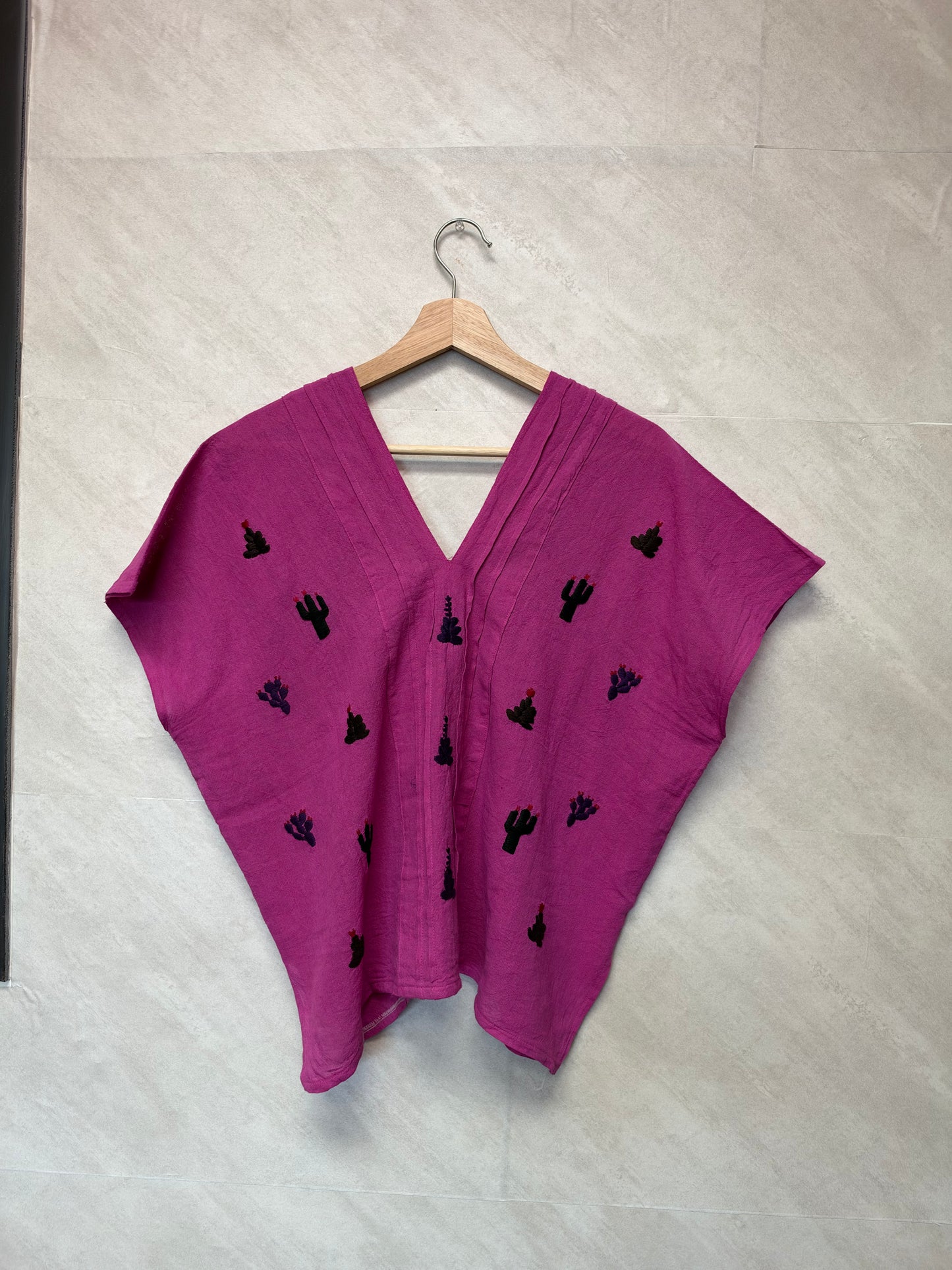 Pink Blouse with Cactus Embroidery
