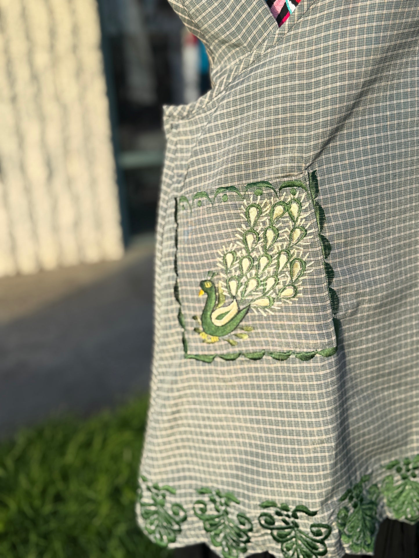 Green/Sage Peacock Mandil/Apron 3XL