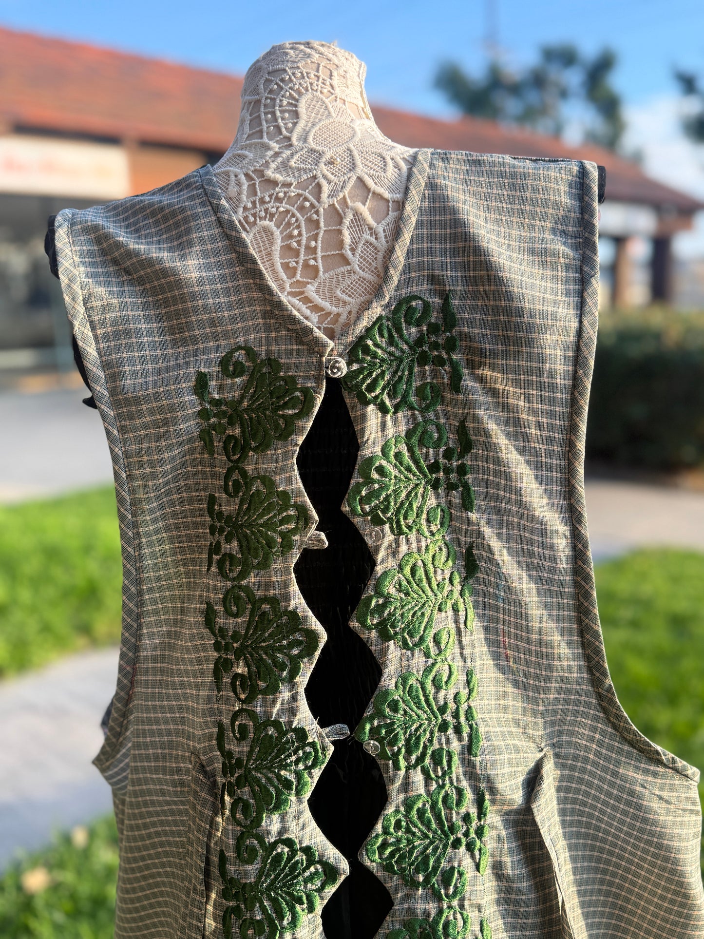 Green/Sage Peacock Mandil/Apron 3XL