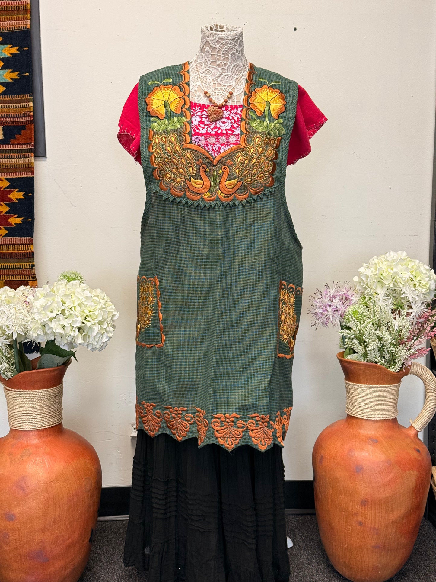 "Gloria" Orange + Green Apron/Mandil 2X