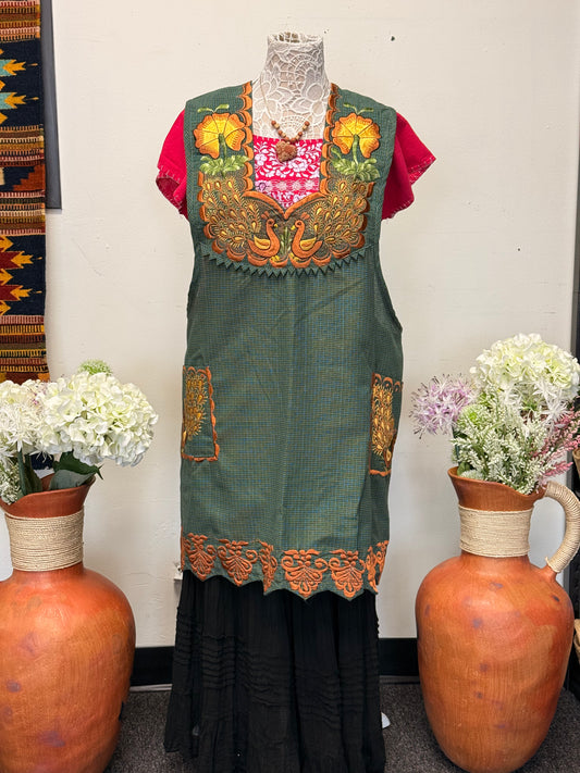 "Gloria" Orange + Green Apron/Mandil 2X