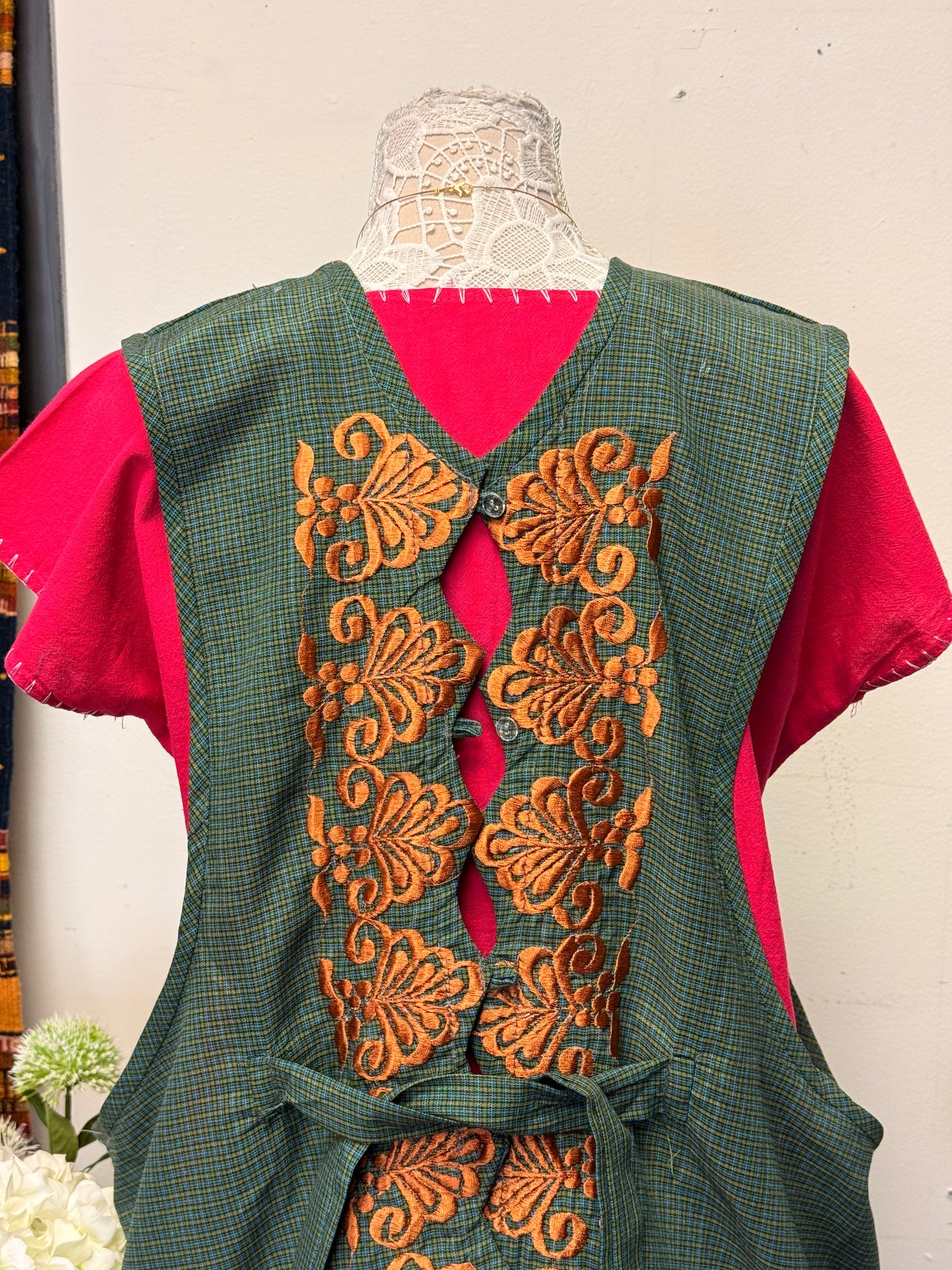 "Gloria" Orange + Green Apron/Mandil 2X