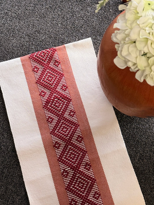 Red Jalieza Pedal Loom Table Runner 7.5 ft