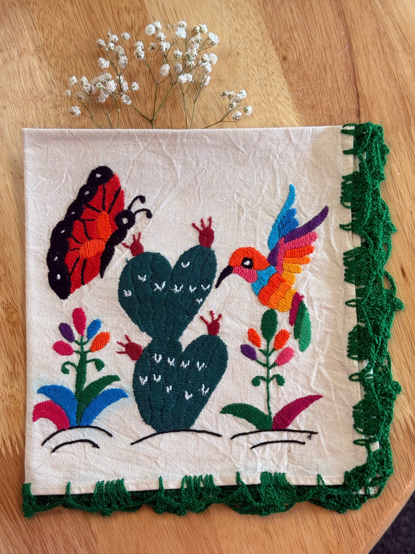 LIMITED EDITION: “Mariposa & Nopal Hand-Embroidered Napkin"