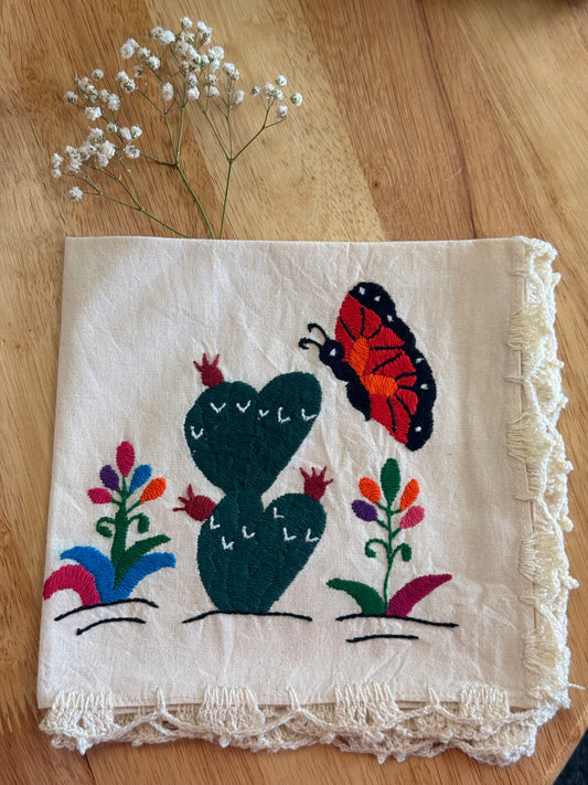 LIMITED EDITION: “Mariposa & Nopal Hand-Embroidered Napkin"