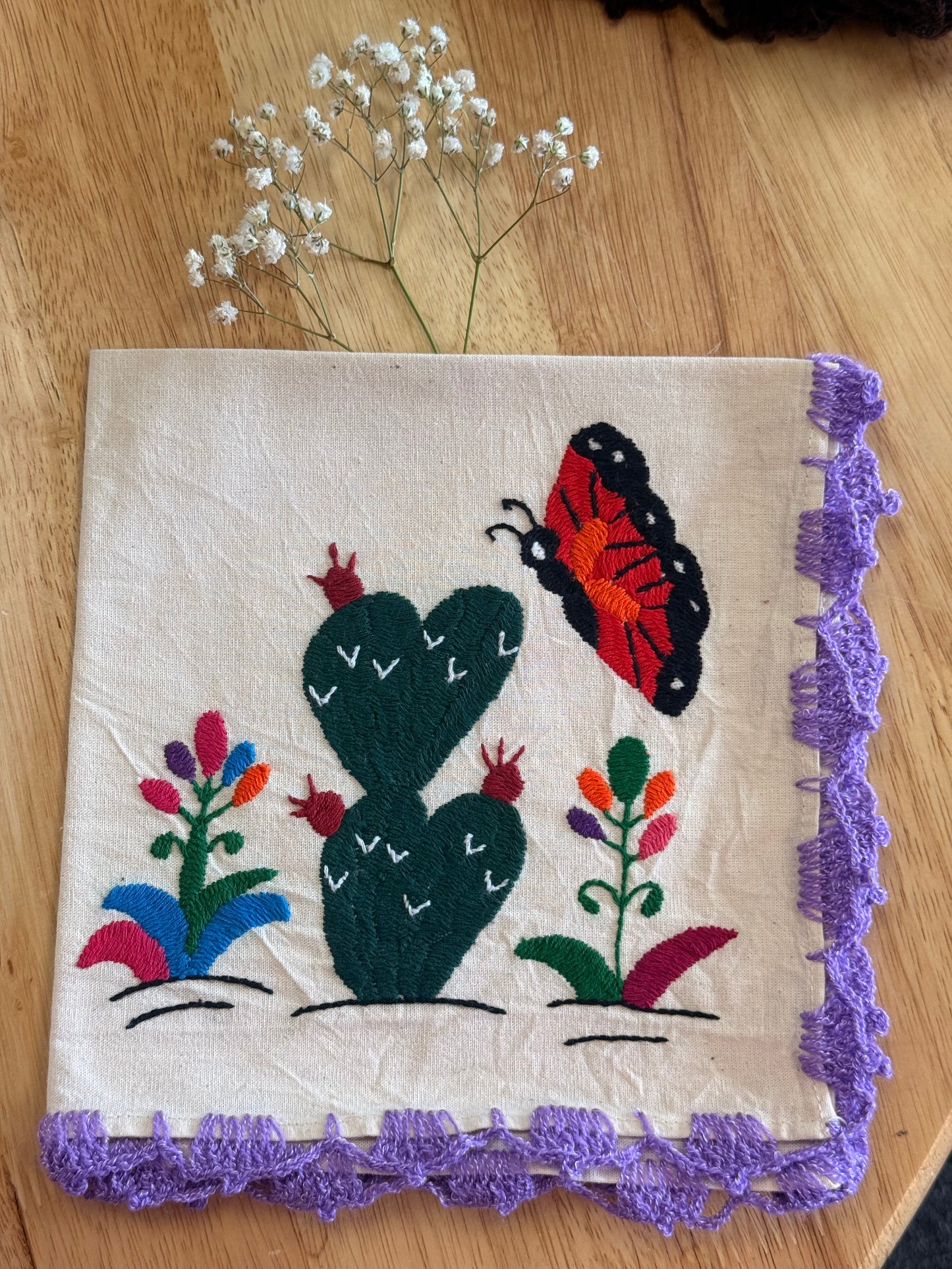 LIMITED EDITION: “Mariposa & Nopal Hand-Embroidered Napkin"