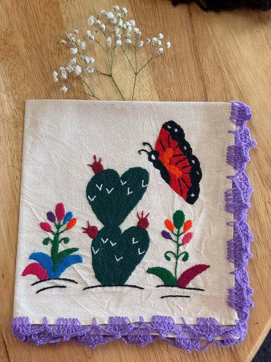 LIMITED EDITION: “Mariposa & Nopal Hand-Embroidered Napkin"
