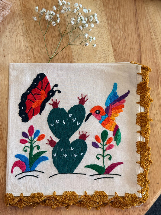 LIMITED EDITION: “Mariposa & Nopal Hand-Embroidered Napkin"