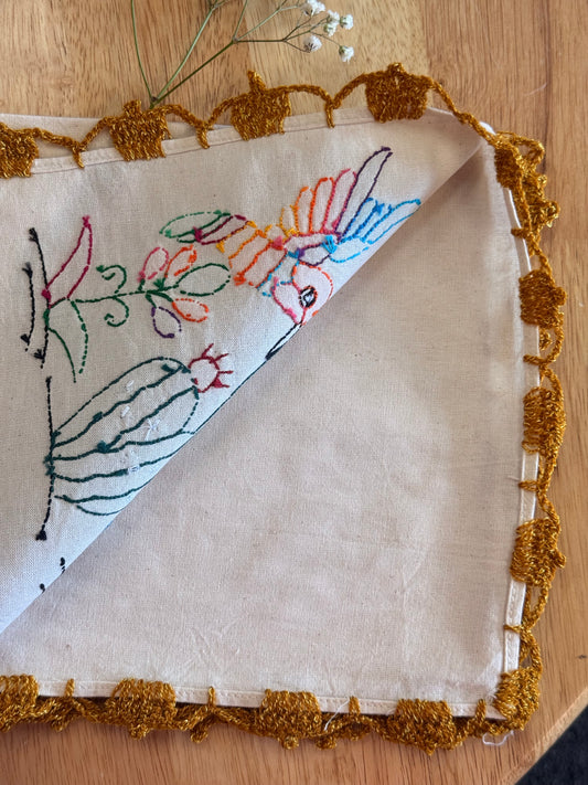 LIMITED EDITION: “Mariposa & Nopal Hand-Embroidered Napkin"