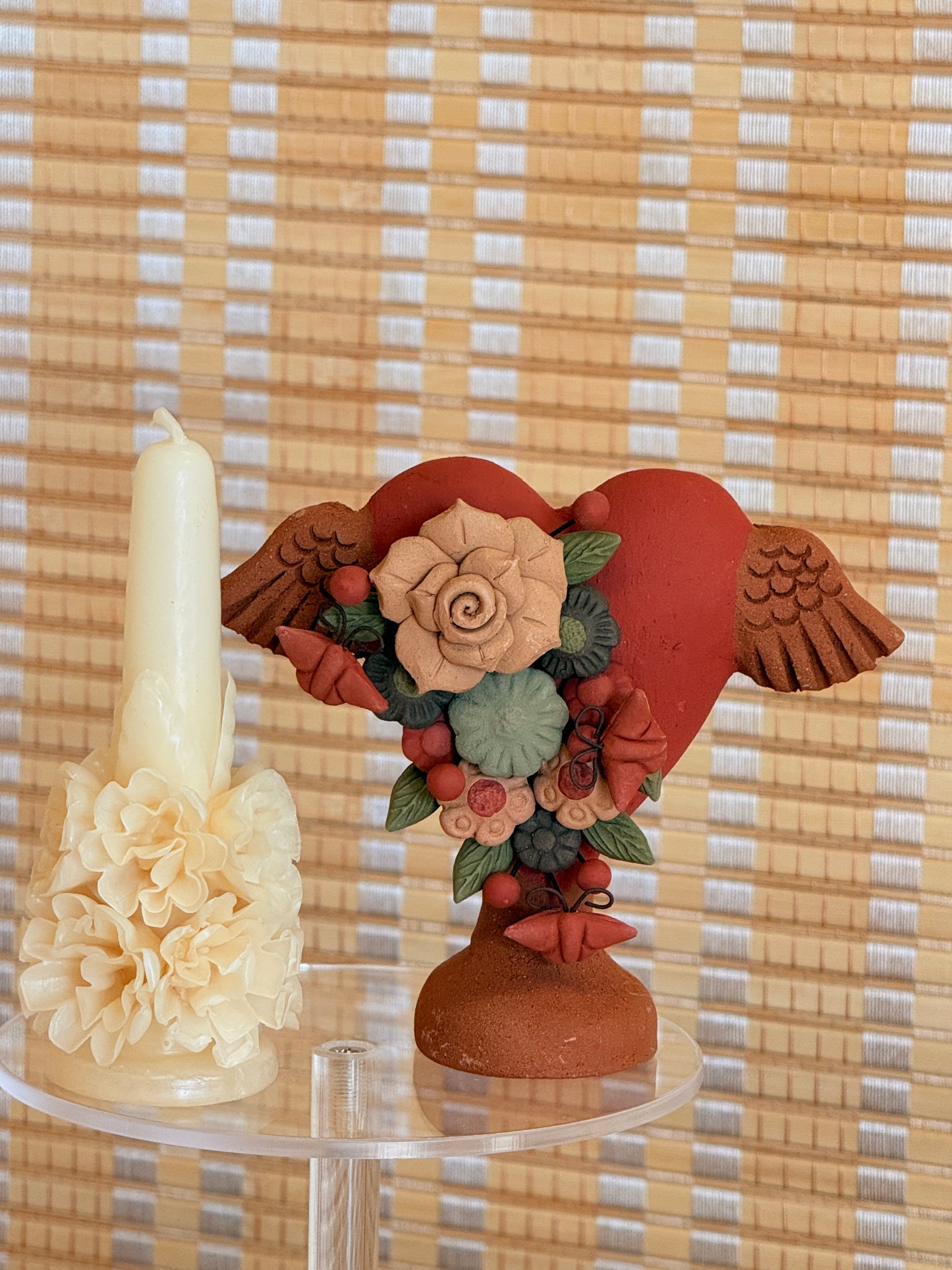 Handcrafted Winged Heart Clay Décor – 4"