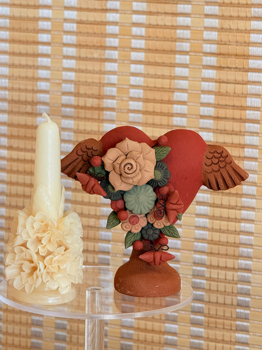 Handcrafted Winged Heart Clay Décor – 4"