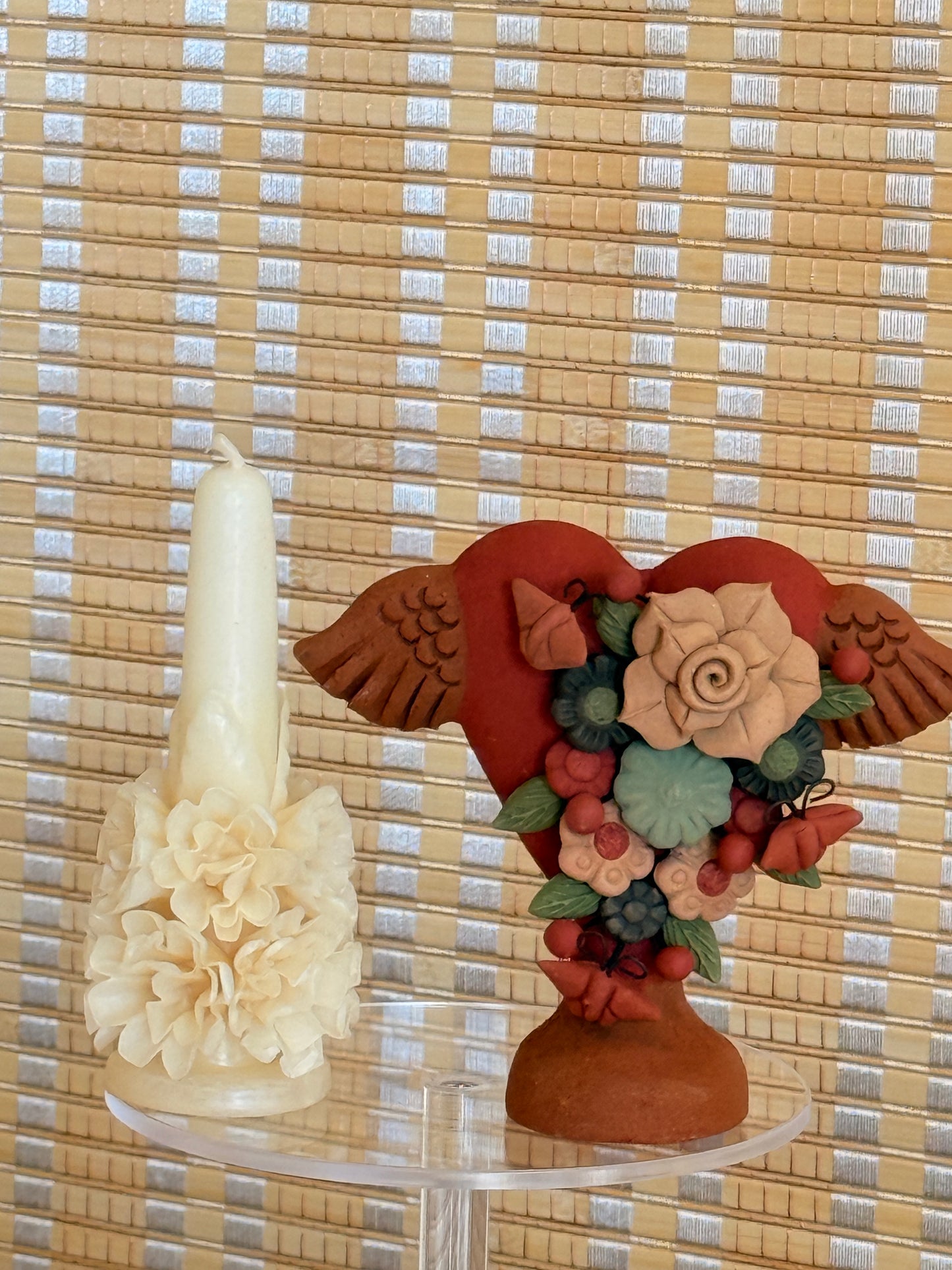 Handcrafted Winged Heart Clay Décor – 4"