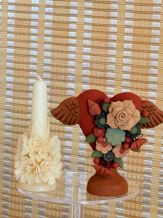 Handcrafted Winged Heart Clay Décor – 4"