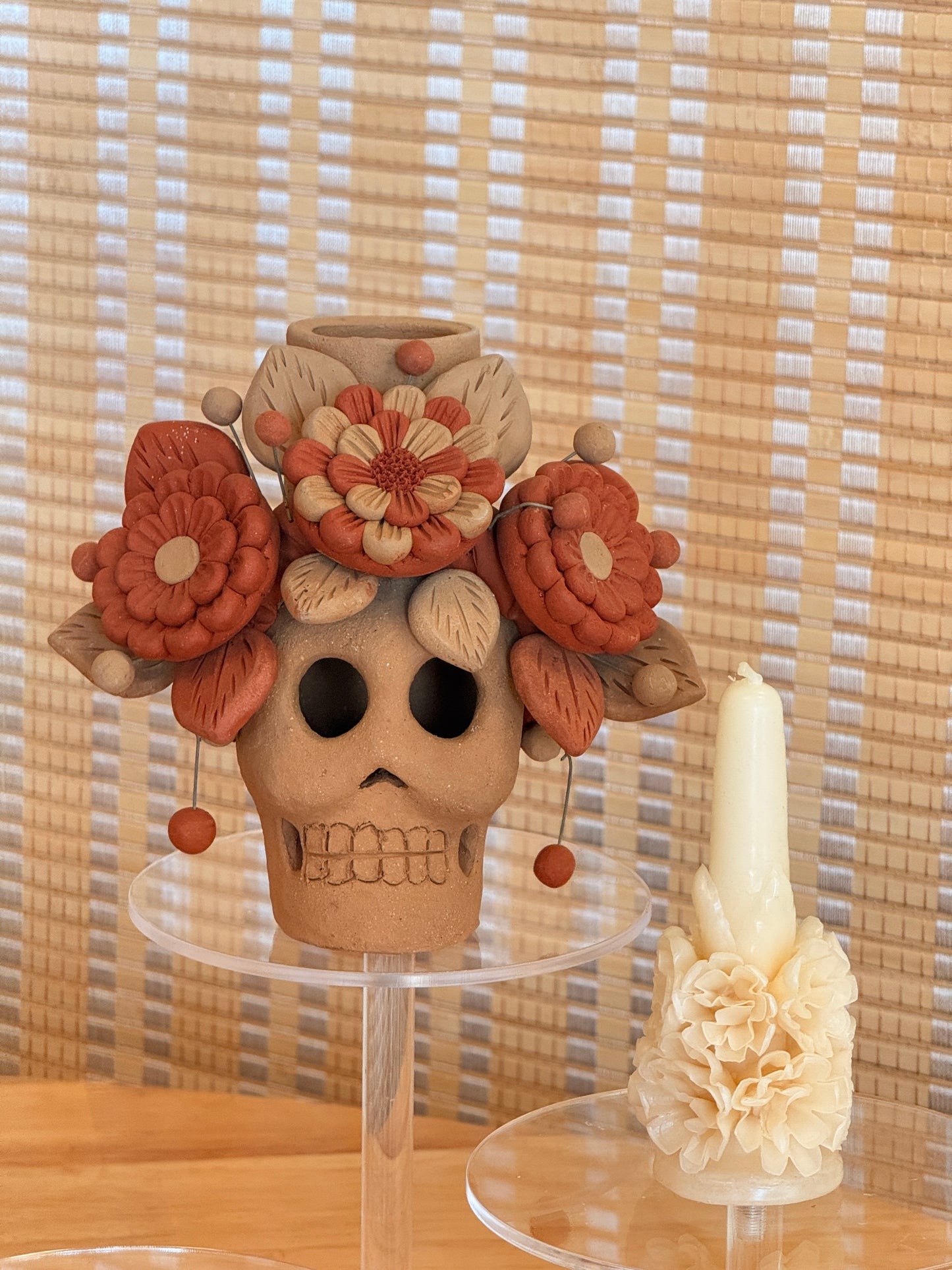 Natural Candleholder Catrina 6"