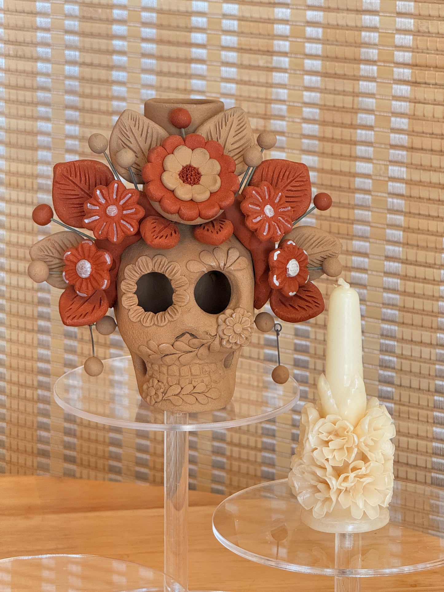 Natural Catrina Candleholder 6"