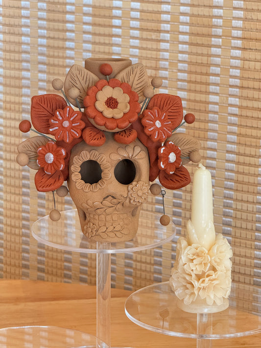 Natural Catrina Candleholder 6"