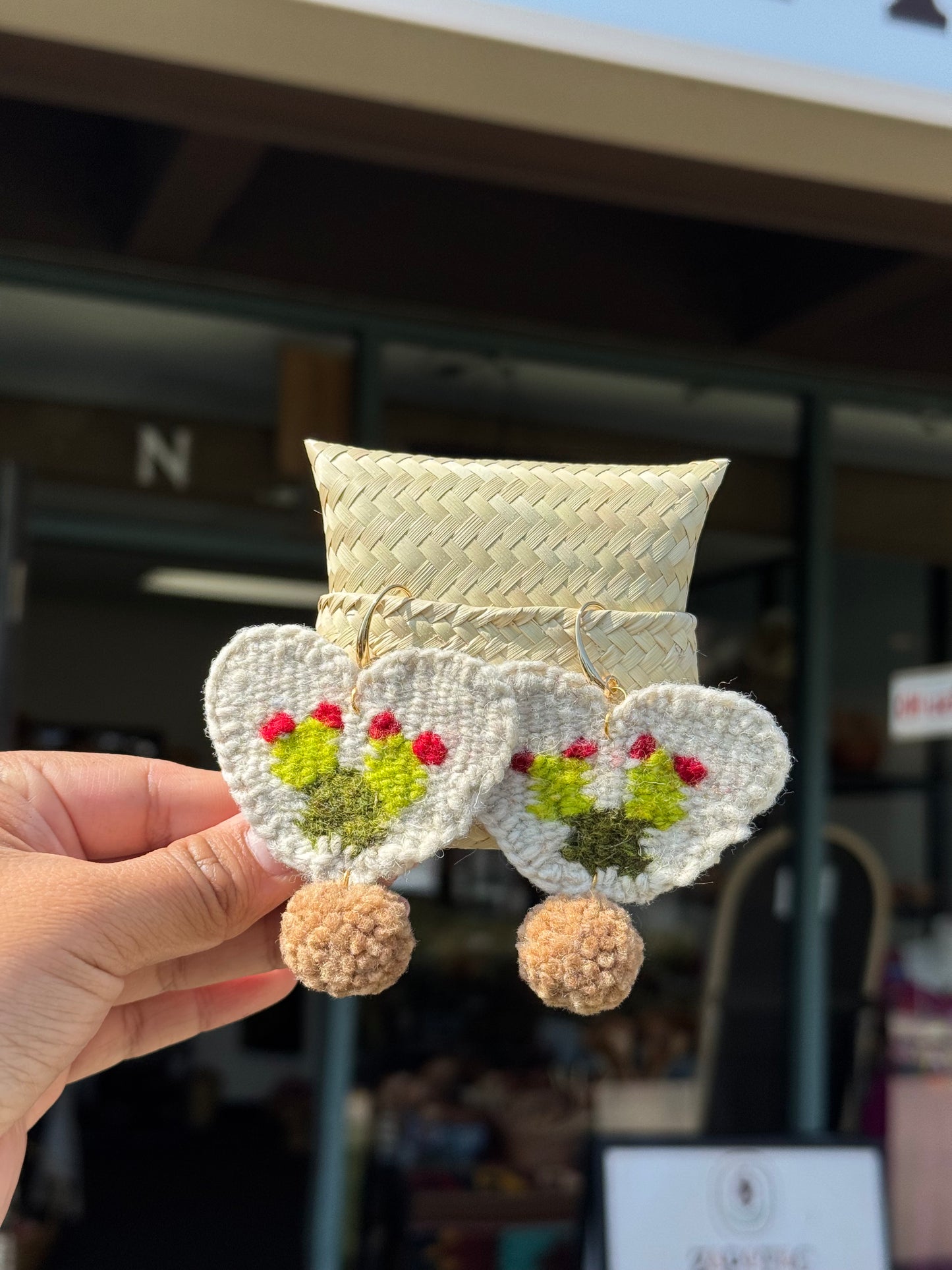 Aretes de lana "Cactus"