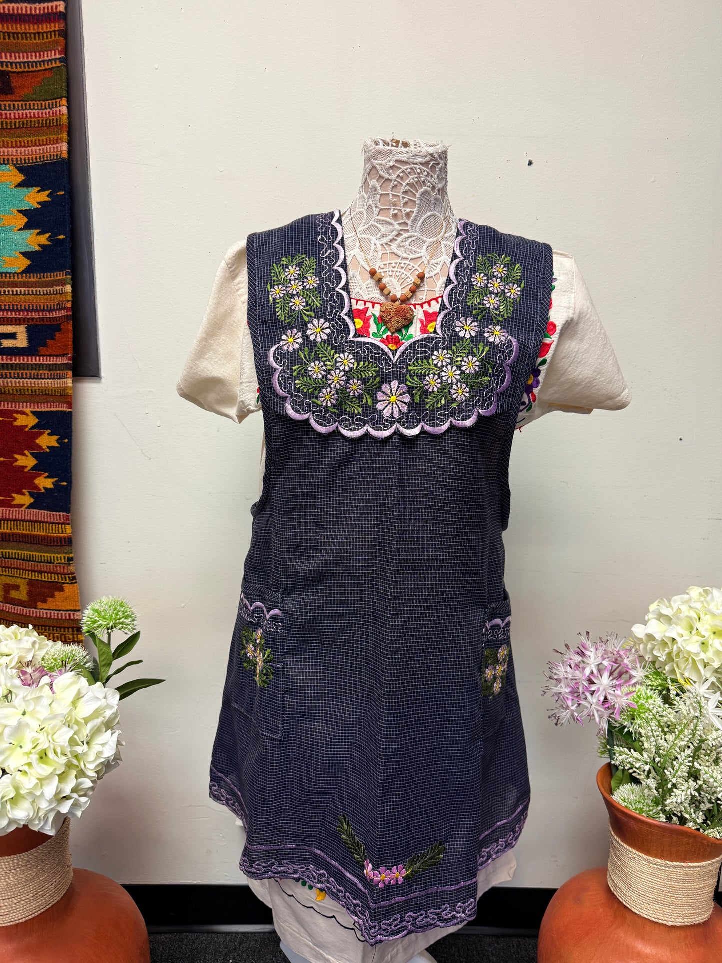 "Grace" Purple blue Apron/Mandil (40) XL