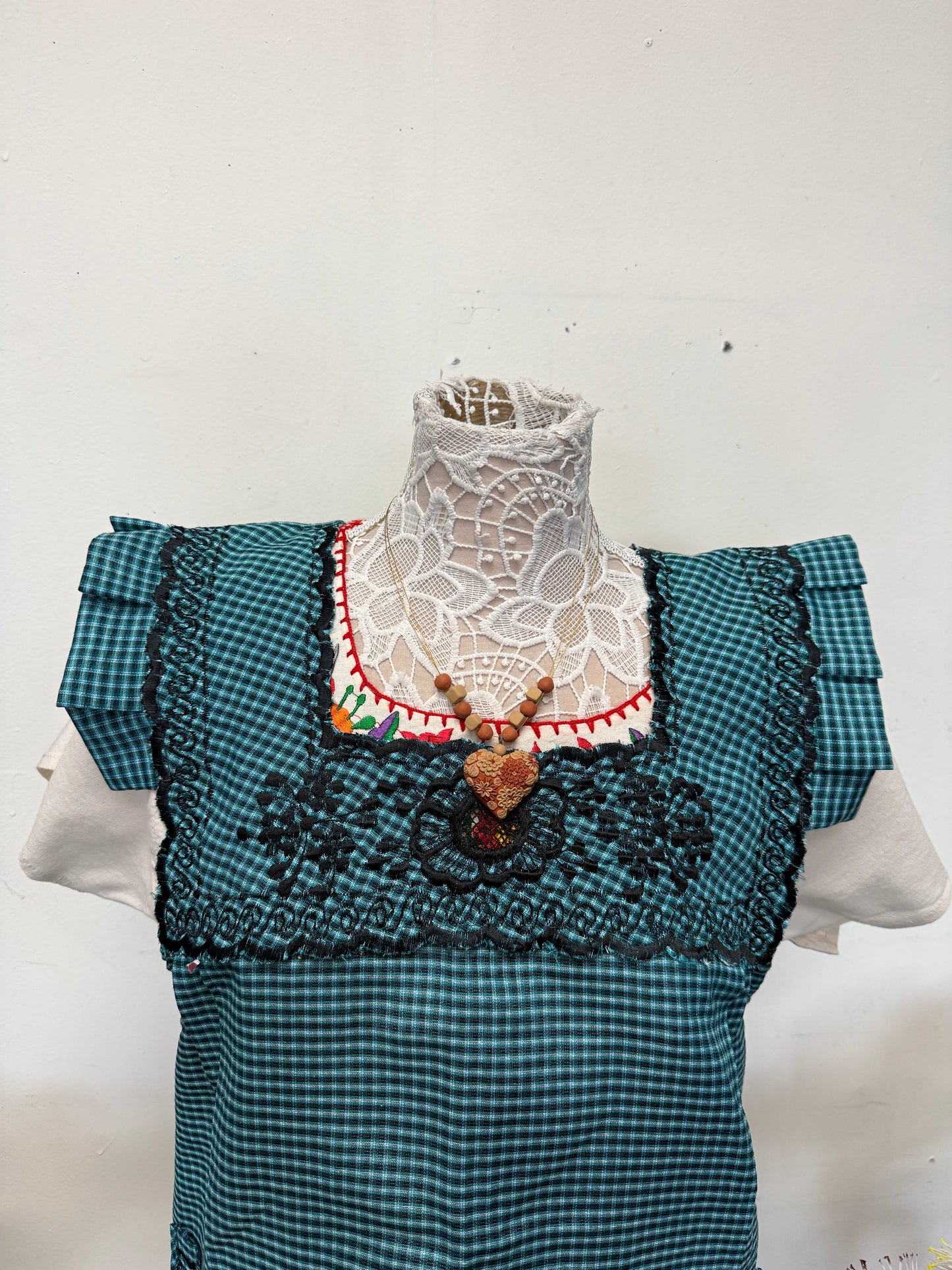 "Sofia" Green turquiose Apron/Mandil L