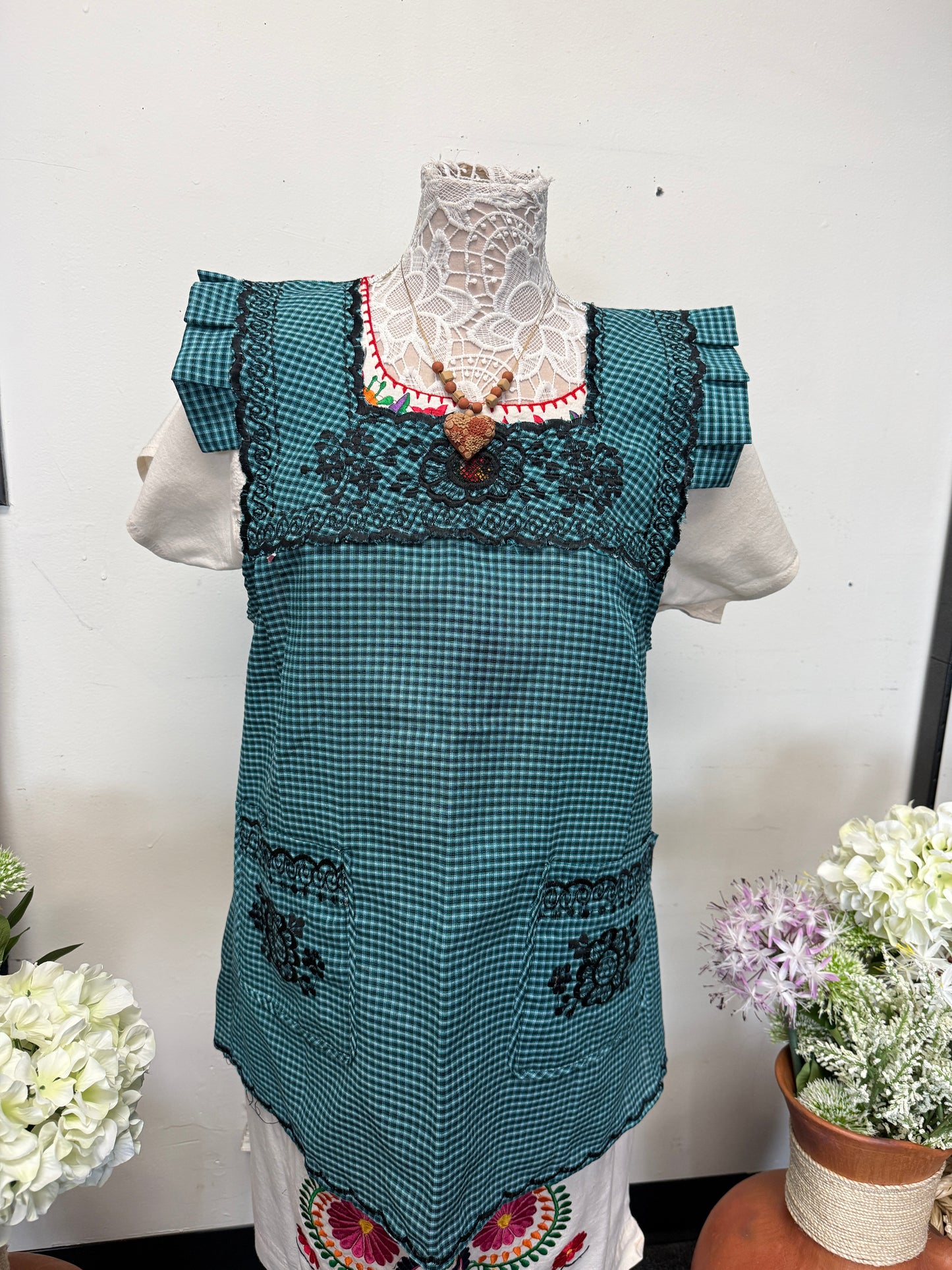 "Sofia" Green turquiose Apron/Mandil L