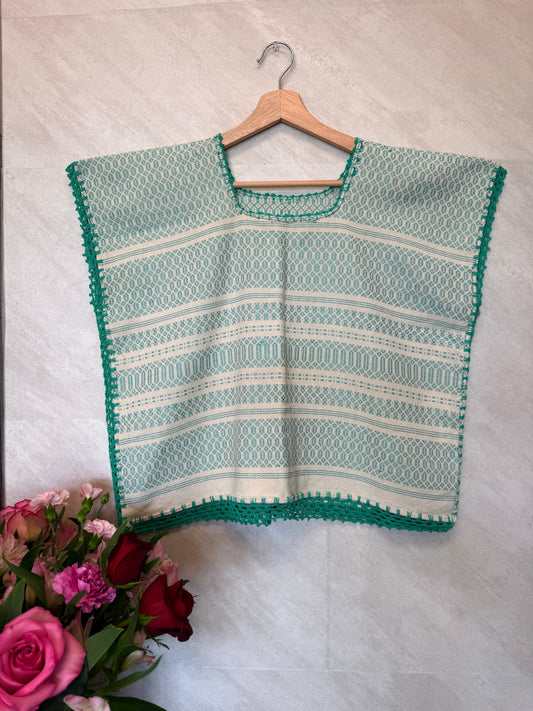 Turquoise/White Blouse