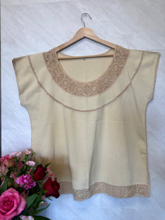 Ivory with Floral Detail Blouse