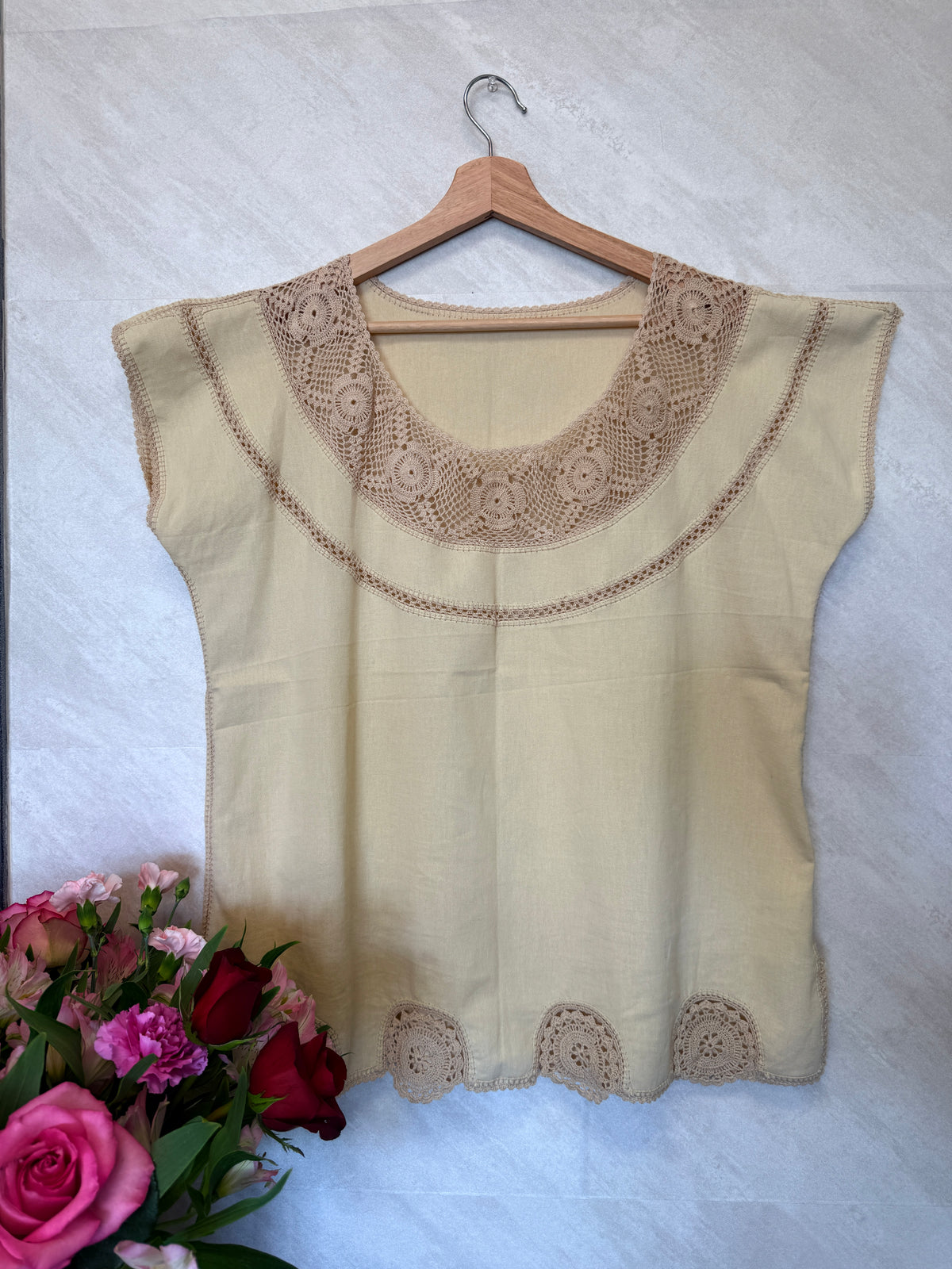 Ivory with Floral Detail Blouse