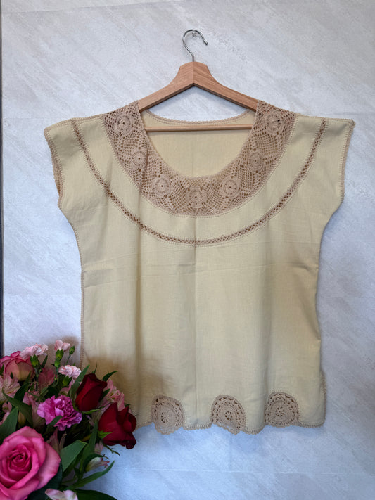 Ivory with Floral Detail Blouse
