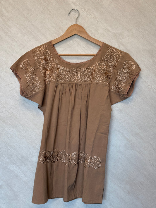 San Antonino Embroidered Blouse "Beige" S/M