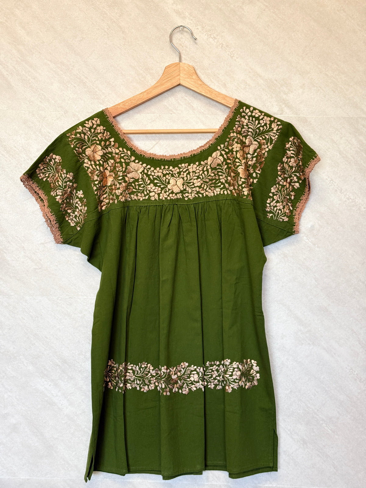 San Antonino Embroidered Blouse "Matcha Green" S/M