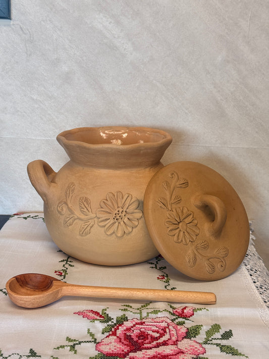Olla Natural Bordada "F"
