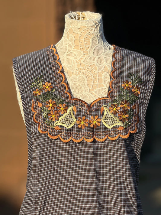 Fall floral basket apron/mandil XL