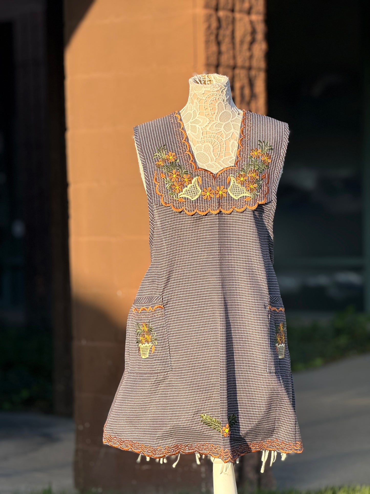 Fall floral basket apron/mandil XL