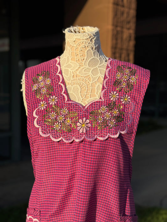 Pink floral Apron/Mandil XL