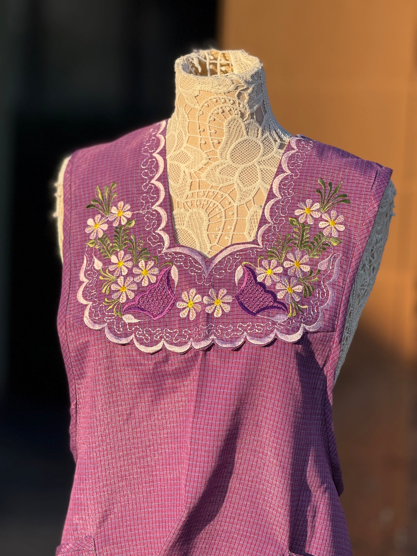 Purple Floral Basket Apron/Mandil XL