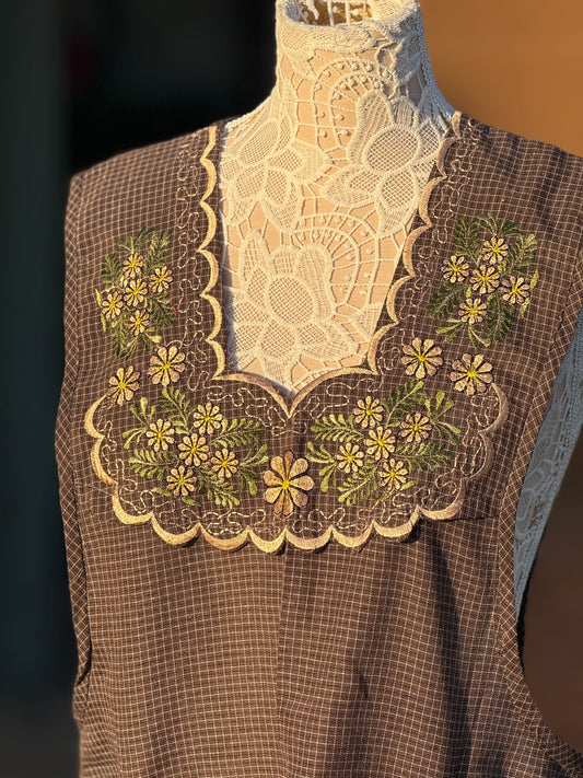 Floral Brown Aprol/Mandil XL