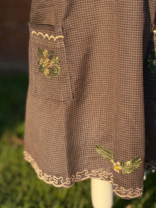 Floral Brown Aprol/Mandil XL