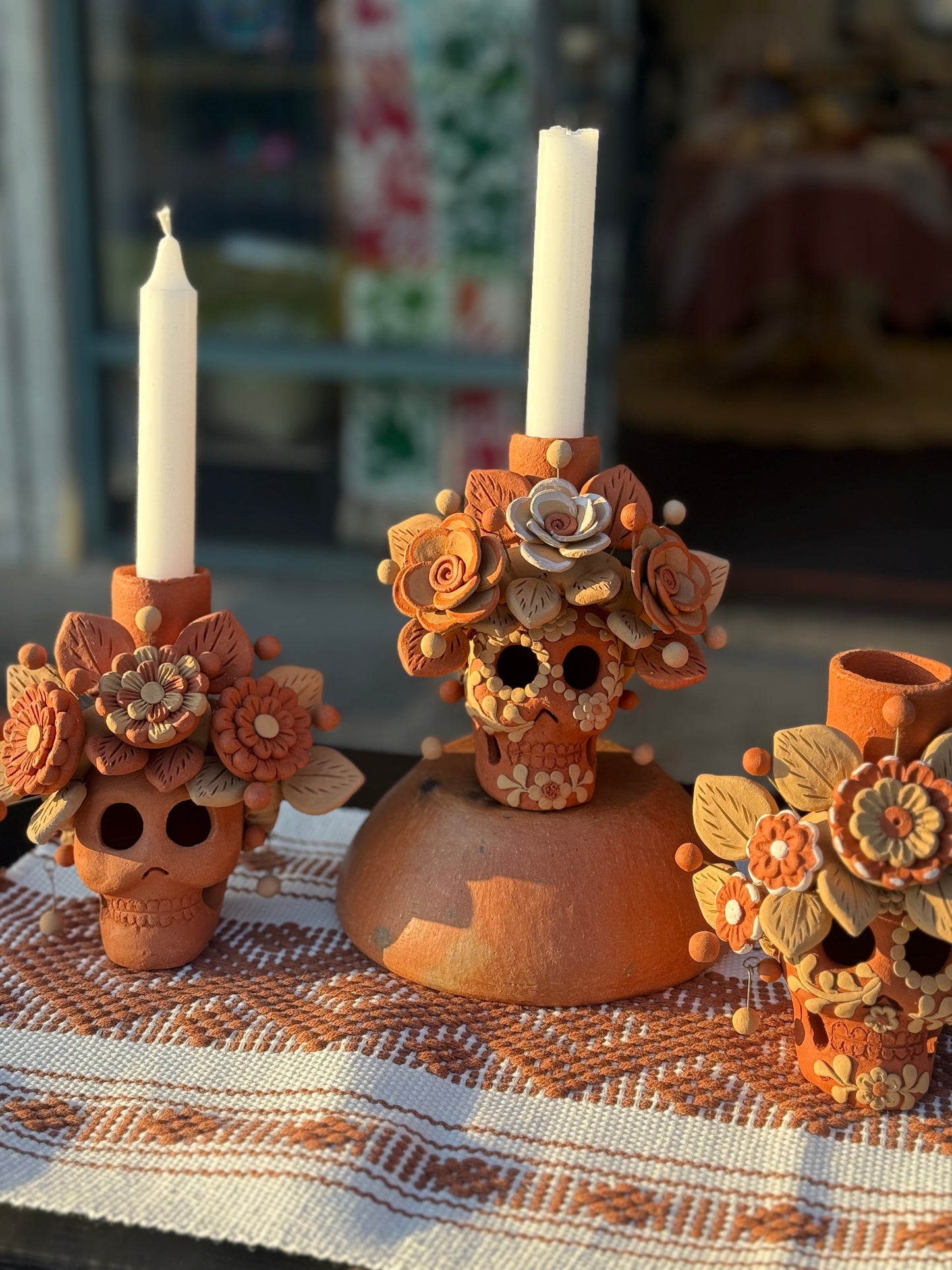 Catrina 3D flores candelero / Skull/ Calavera candleholder