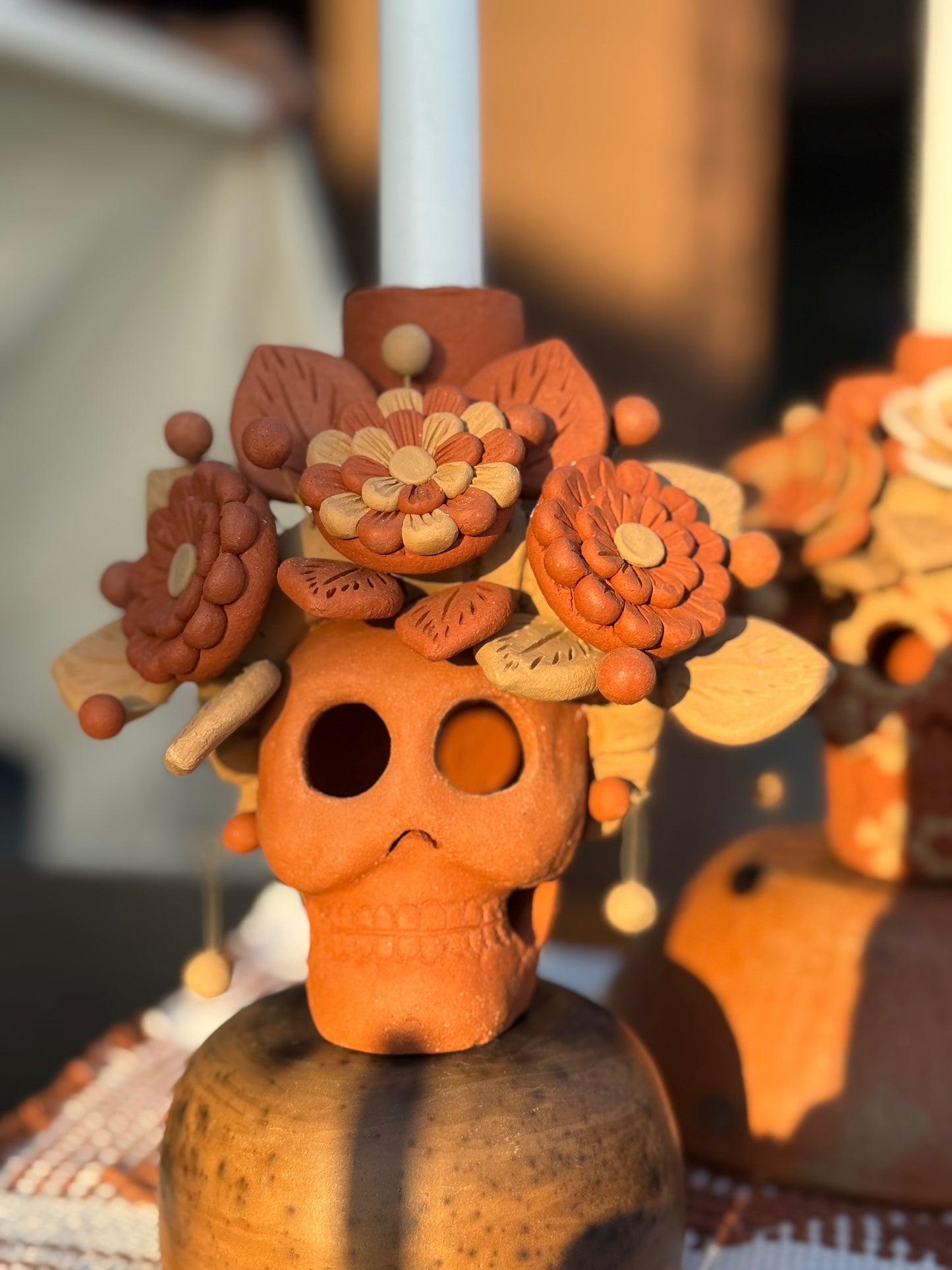 Catrina 3D flores candelero / Skull/ Calavera candleholder