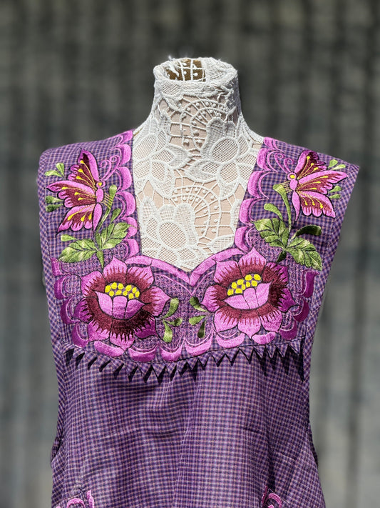 Mandil Fushia Flores XL