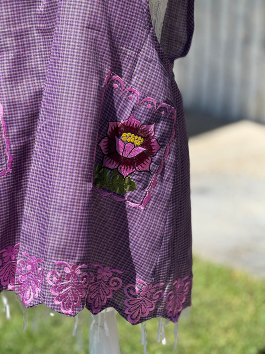 Mandil Fushia Flores XL