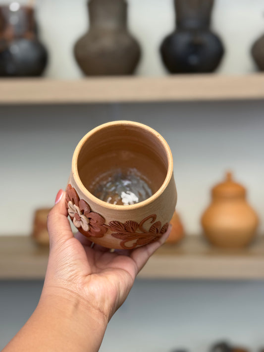 Flor Bordada Cute Tumbler/ Vasito bordado