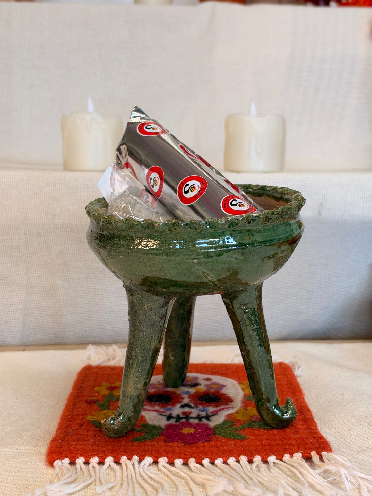 Copalero Barro Verde- Incense Burner